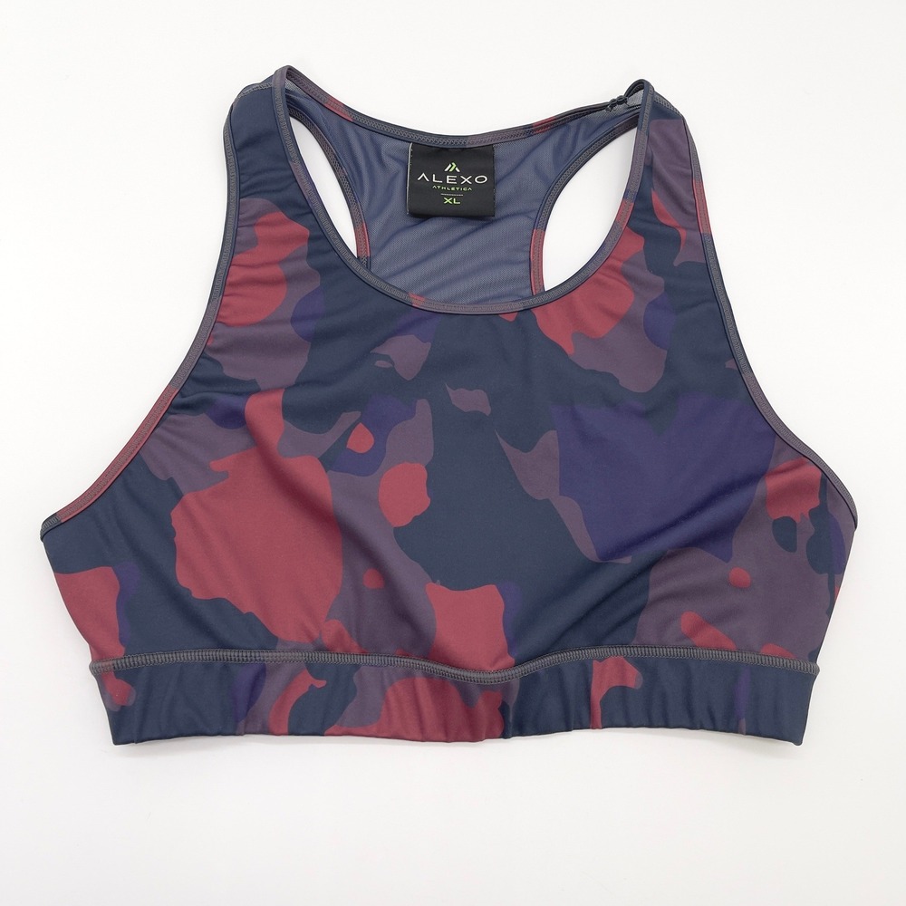 Alexo Athletica‎ Sports Bra Women XL Camo Stretch Mesh Racerback Athleisure